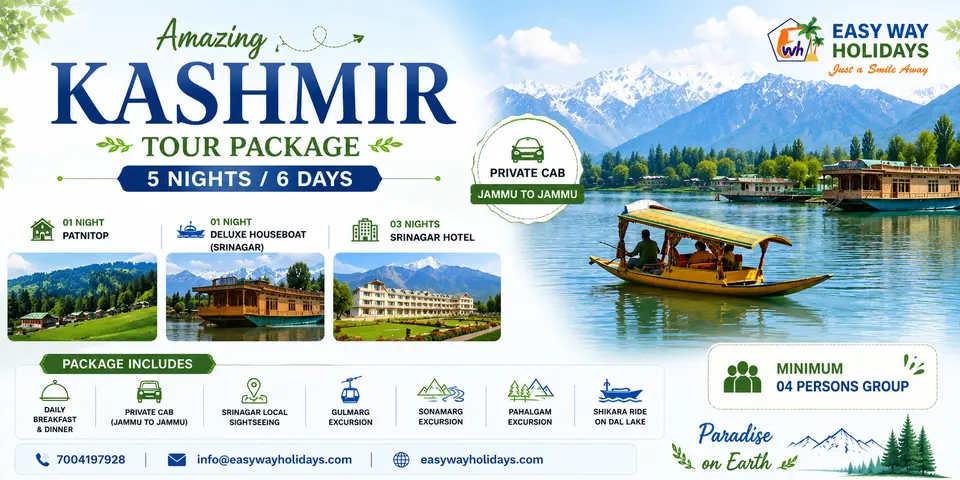 6 Days 5 Night Kashmir Package Private Cab tour package banner