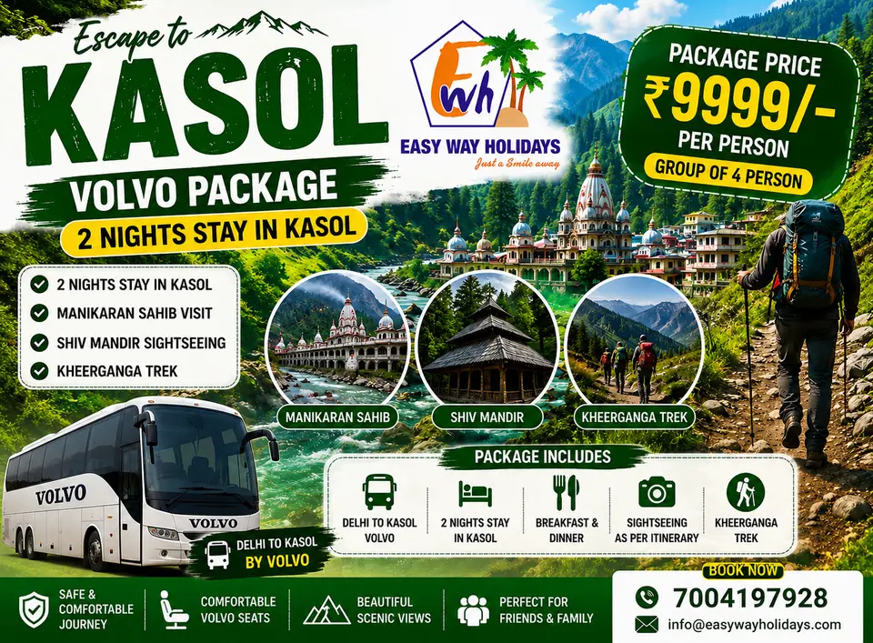 2 Nights Kasol Volvo Package with Kheerganga Trek and Manikaran Sahib