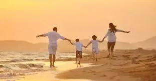 Family enjoying a holiday in Himachal Pradesh with mountain views