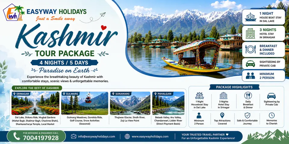 5 Days 4 Night Kashmir Package tour package banner