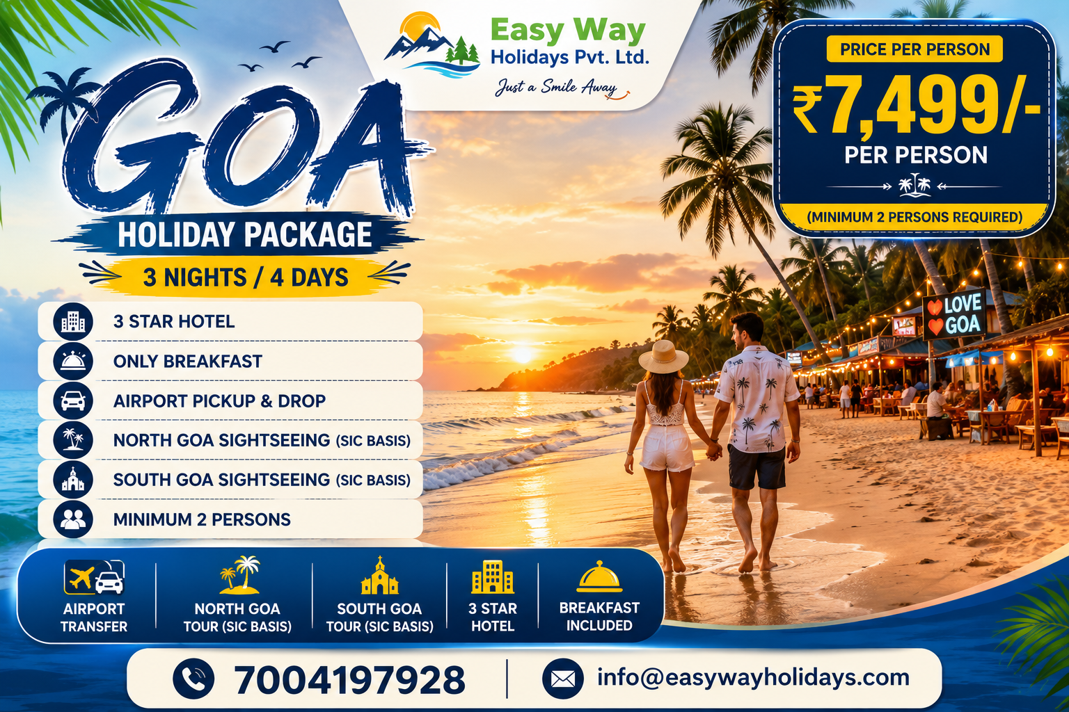 3 Nights 4 Days Goa Holiday Package with Hotel and Sightseeing