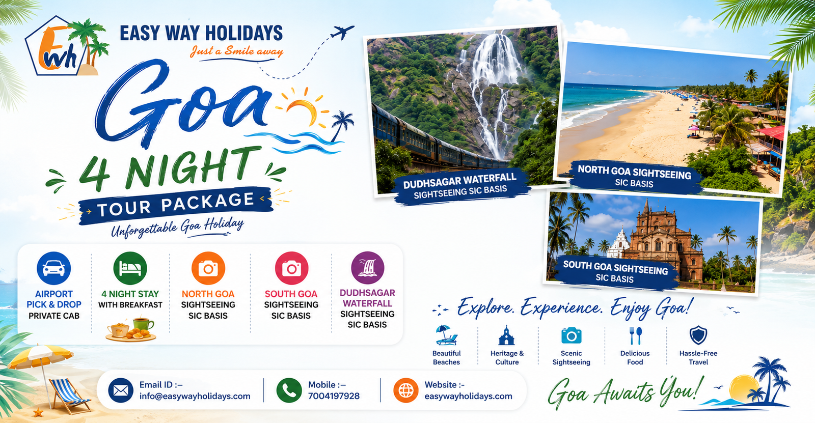 4 Night 5 Days Goa Package with Dudhsagar Waterfall tour package banner