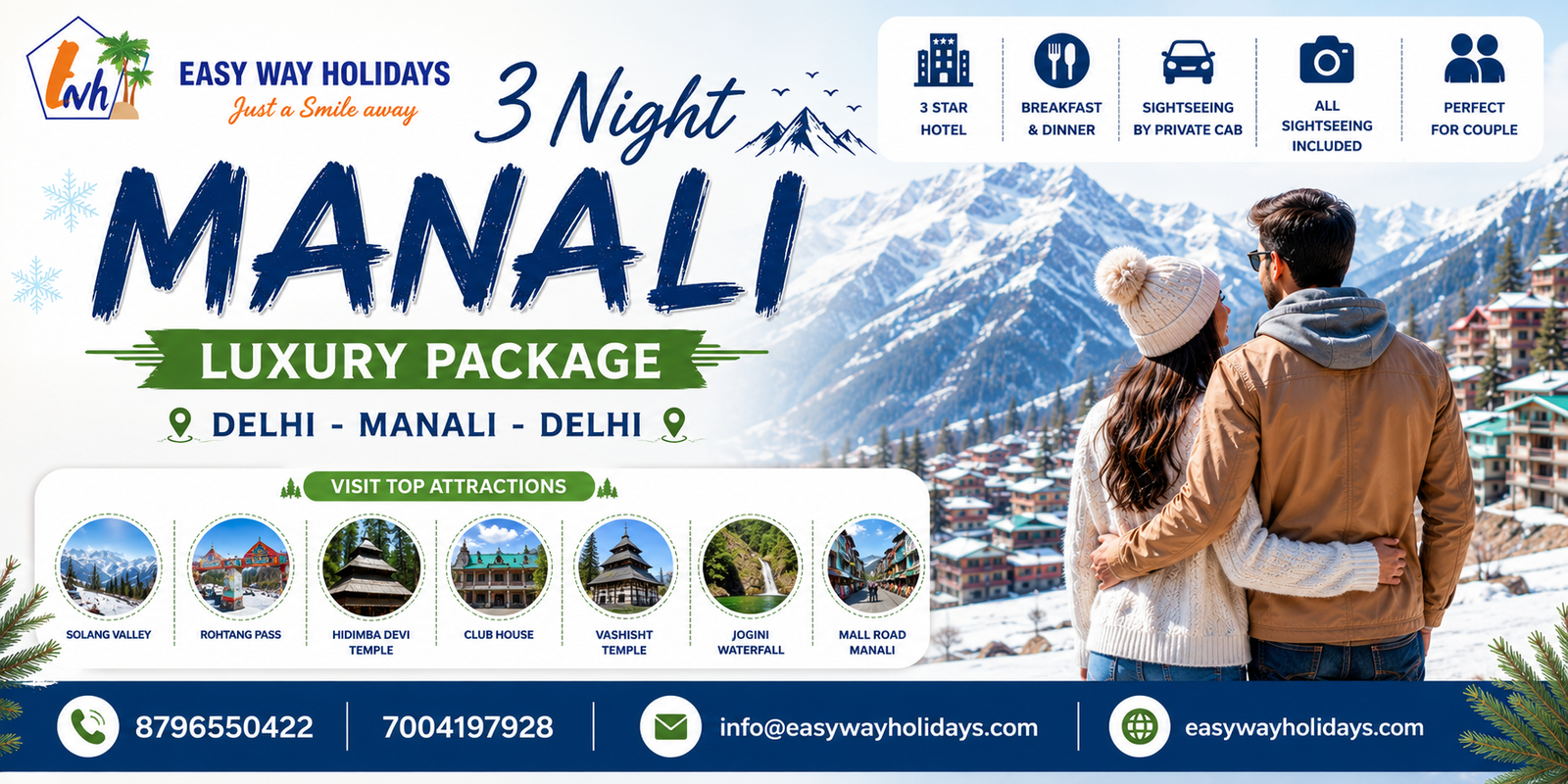 3 Night Manali With Private Cab Ex Delhi tour package banner