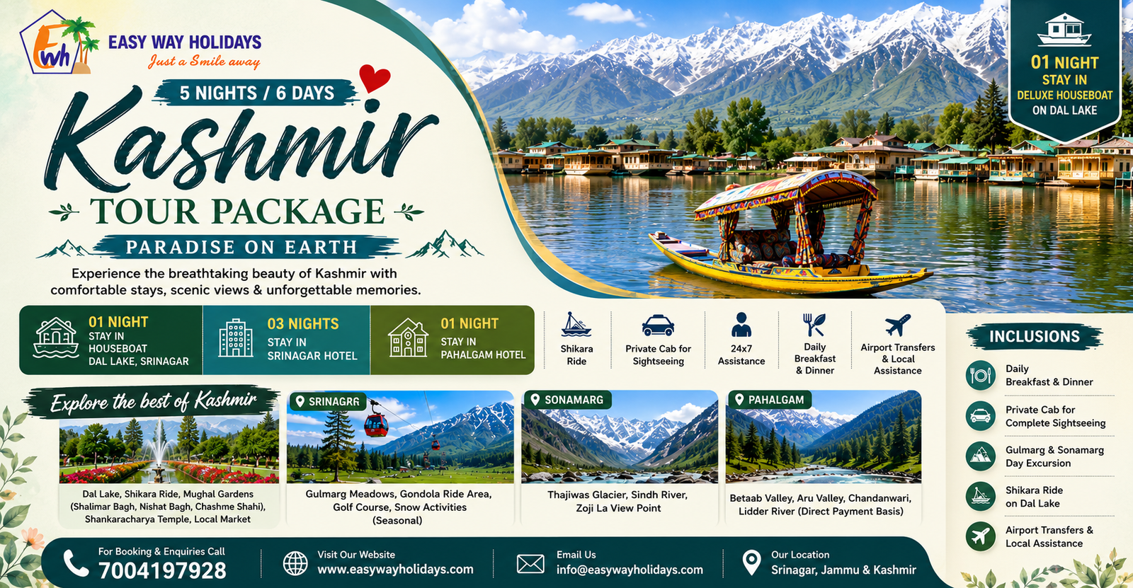 5 Night 6 Days Kashmir Package tour package banner