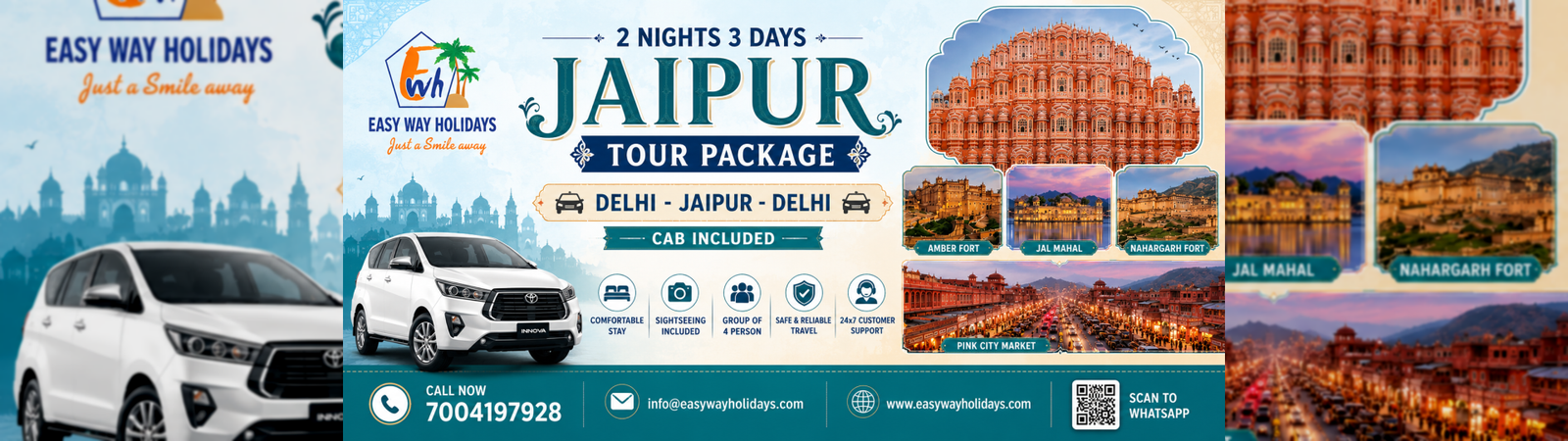 3 Days 2 Night Jaipur Package With Private Cab tour package banner